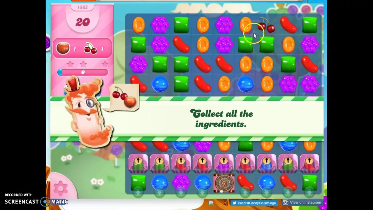 Candy Crush Level 1362 Audio Talkthrough, 2 Stars 0 Boosters