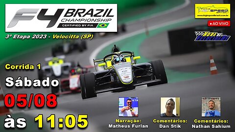 🔴 FÓRMULA 4 BRAZILIAN CHAMPIONSHIP | Corrida 1 | 3ª Etapa 2023 | Velocitta (SP) | Ao Vivo