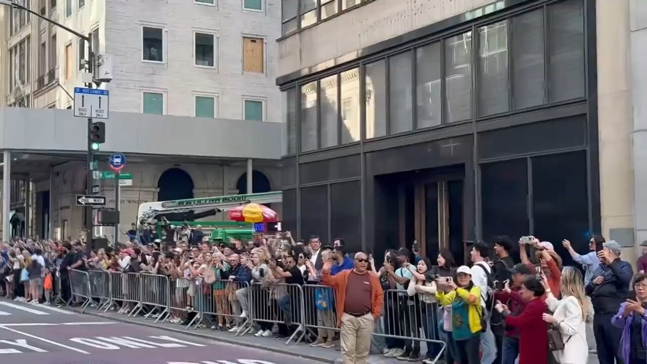 WATCH: A large crowd has gathered along the streets of New York to catch a glimpse of Trump