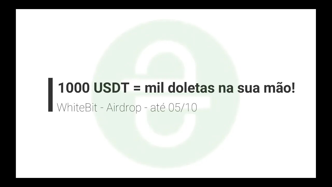 Finalizado - Airdrop - WhiteBit - Mil doletas pra você até o dia 05/10/2020