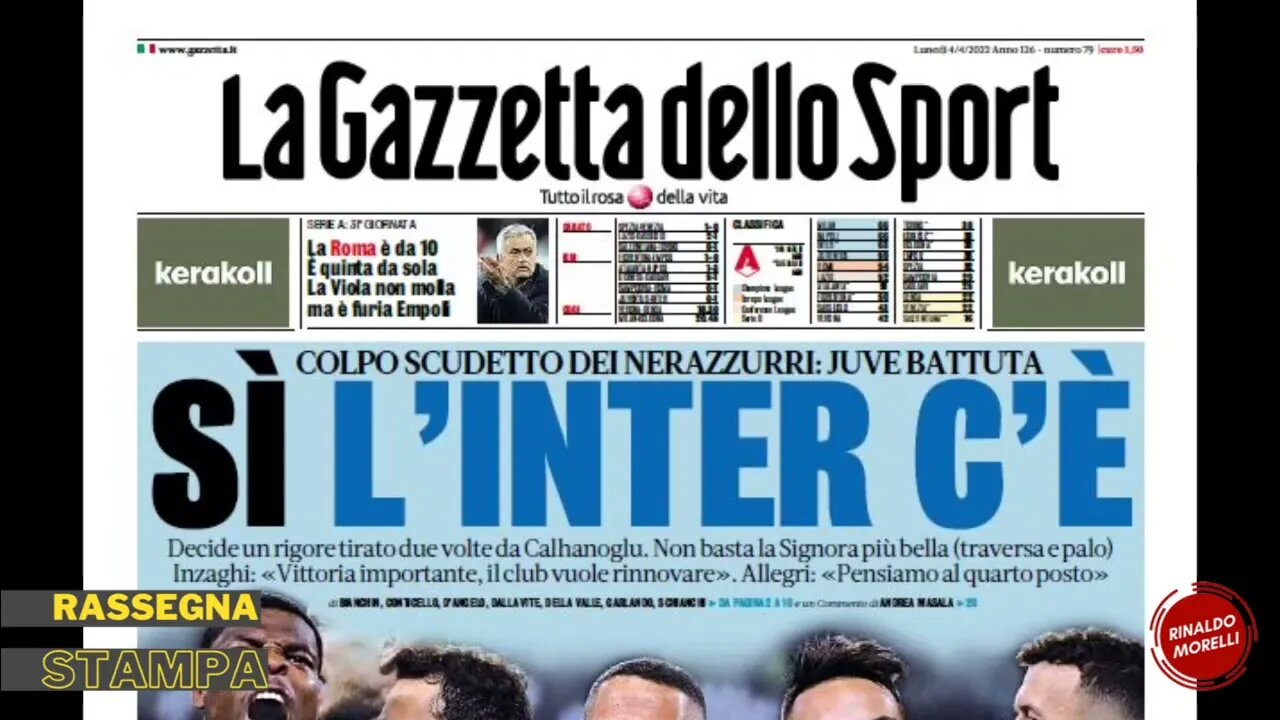 Derby d'Italia all'Inter, vince Napoli, oggi il Milan. Rassegna Stampa Sportiva ep.34 | 04.04.2022