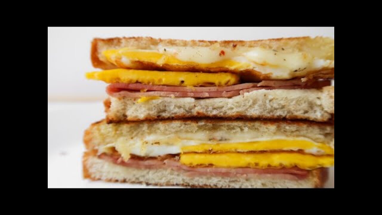 Breakfast Sandwich with Egg, Ham, and Cheese - Easy Breakfast Recipe