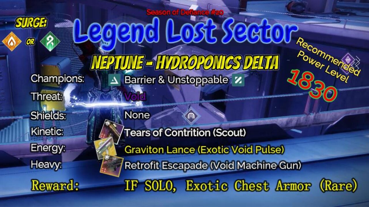 Destiny 2 Legend Lost Sector: Neptune - Hydroponics Delta on my Void Hunter 5-6-23