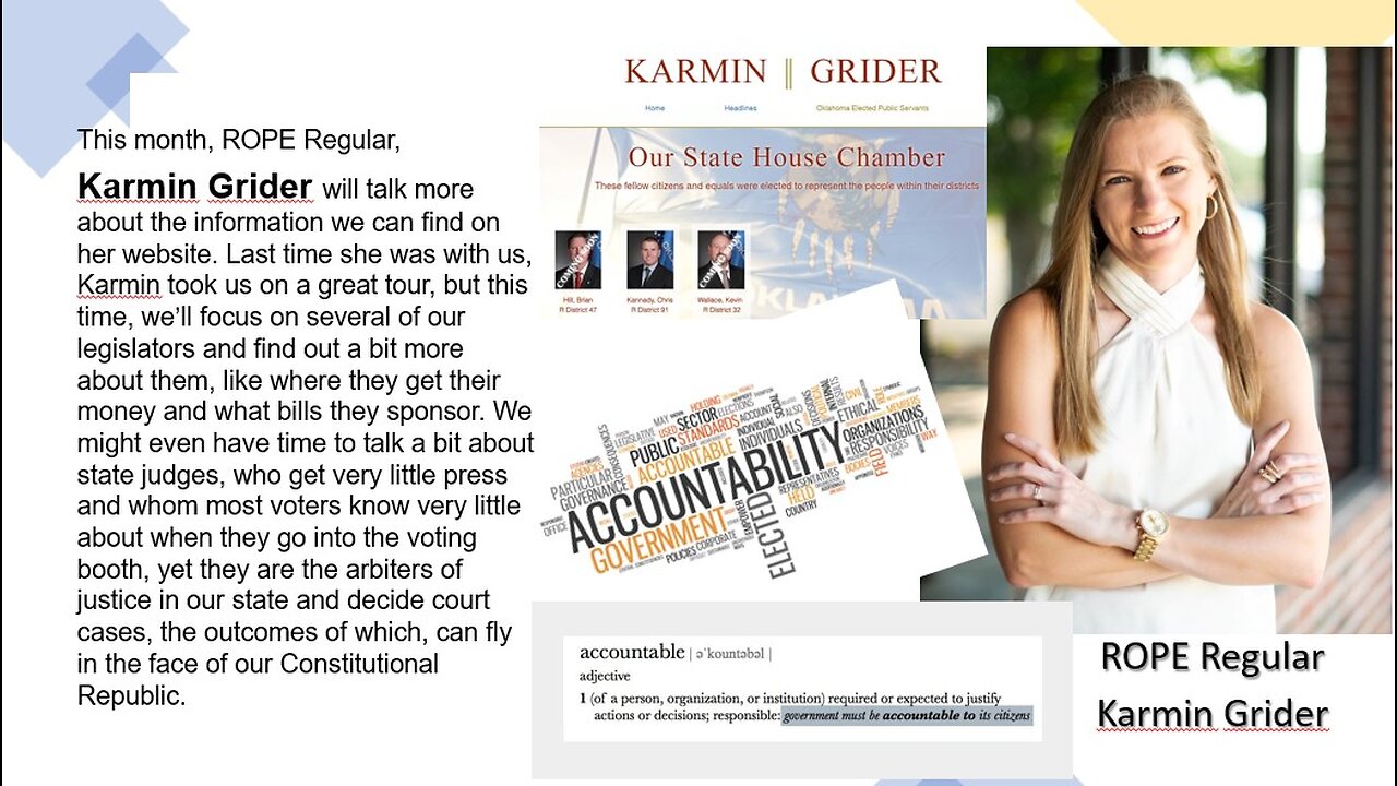 ROPE Report #62 - Karmin Grider; From Whom Are YOUR Legislators Getting Campaign Funds