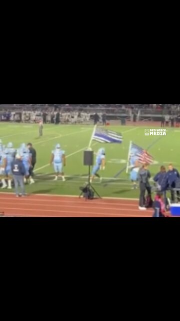 HS Football Players Defy Superintendent's Anti-Police Dictate - Proudly Fly Thin Blue Line Flag