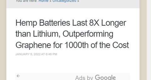 HEMP BATTERIES COMING SOON. THEY'RE SAFER, CHEAPER, MORE ENVIRONMENTAL, LAST LONGER, ETC