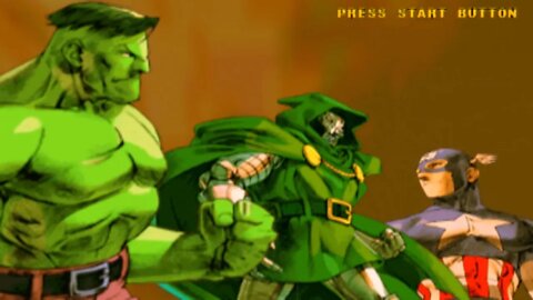 Marvel vs Capcom 2 Arcade Mode Gameplay Captain America, Doctor Doom, Hulk