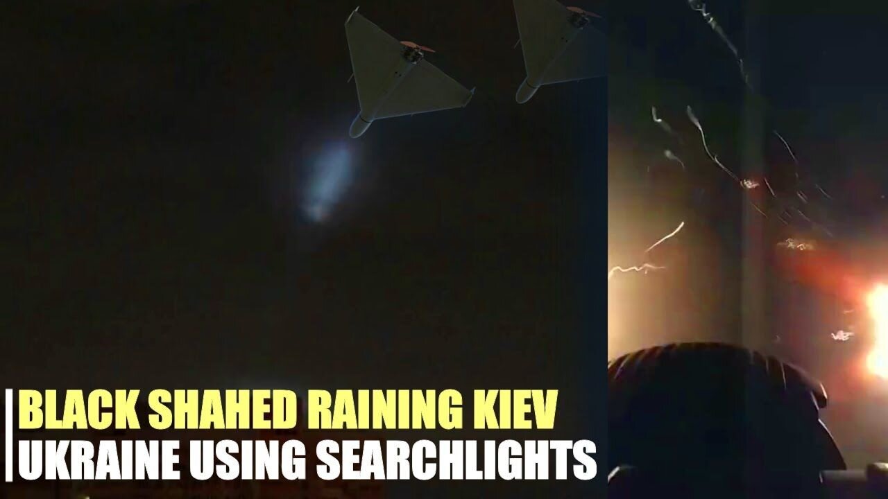 Black Shahed-136 drones lights up the Kiev sky to resemble World War 2