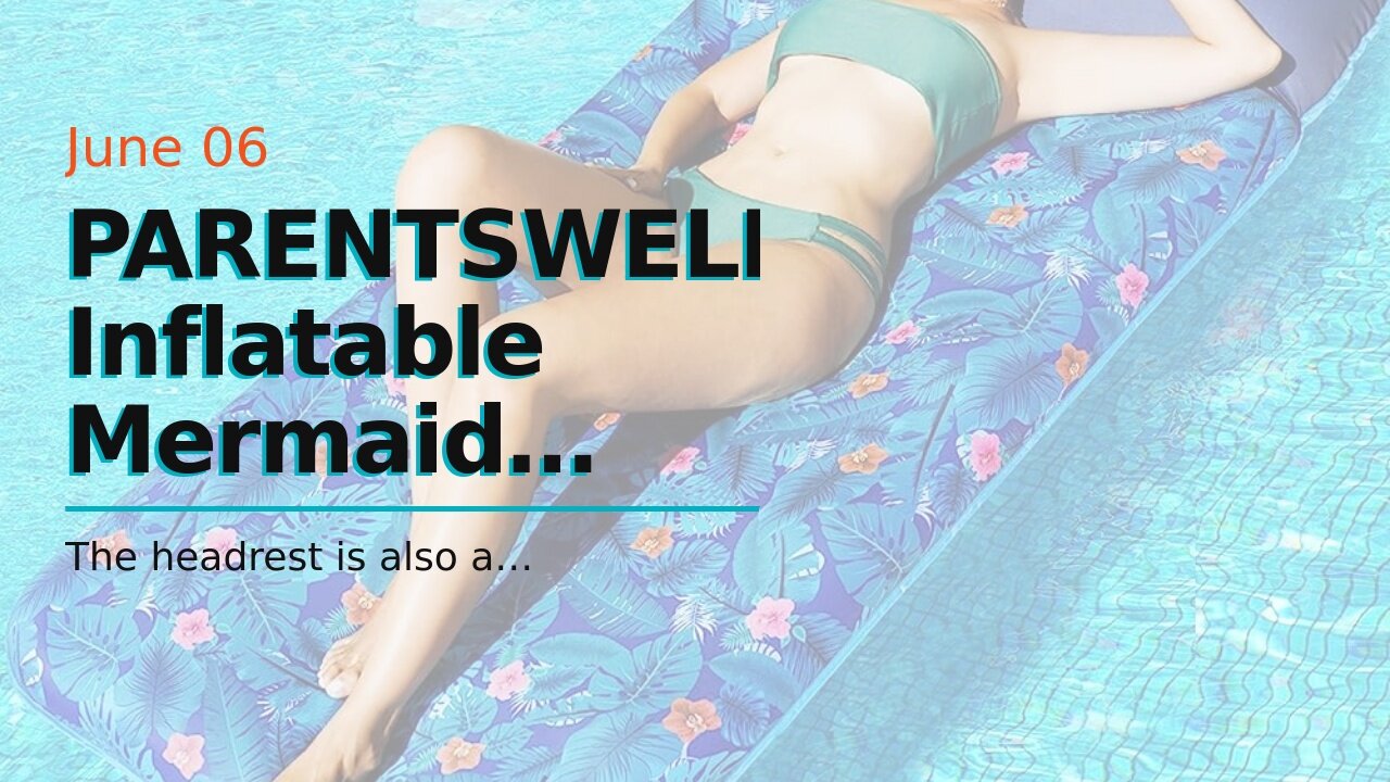 PARENTSWELL Inflatable Mermaid Scales Pool Floats 72" x 38", X-Large, Fabric-Covered Pool Float...