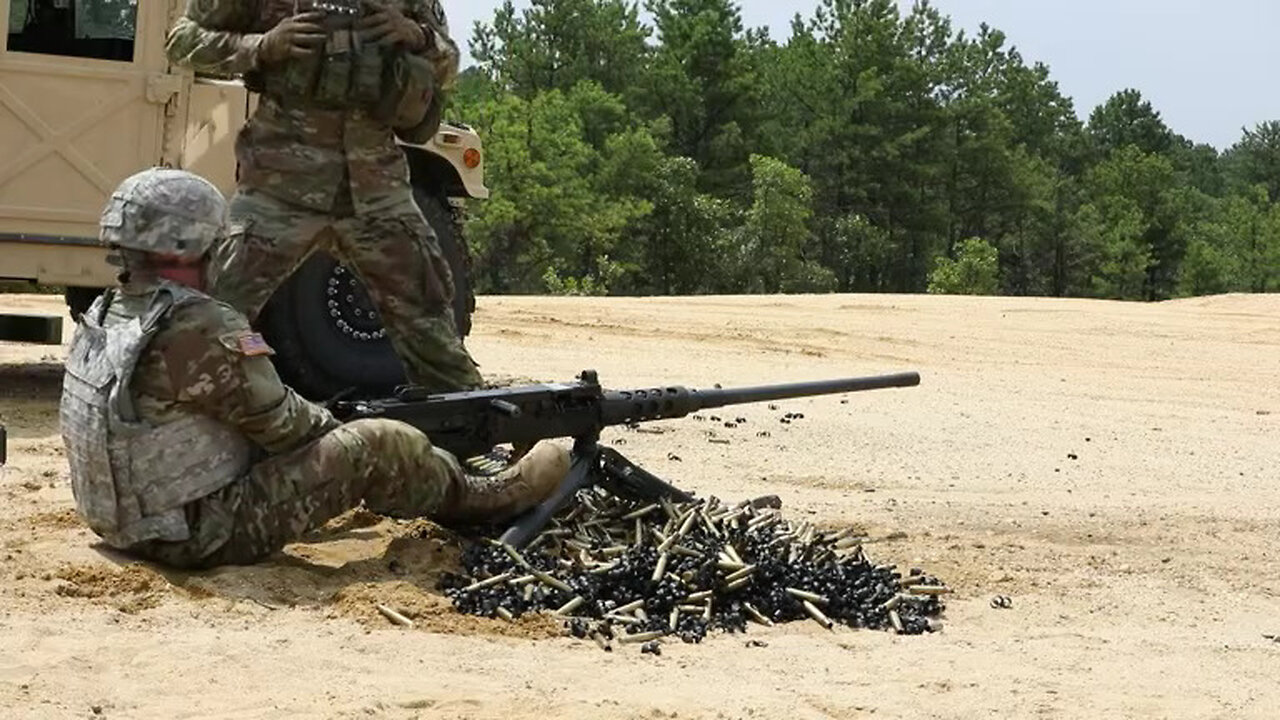 U.S. Army Reserve Soldiers train on the .50 caliber automatic machine gun