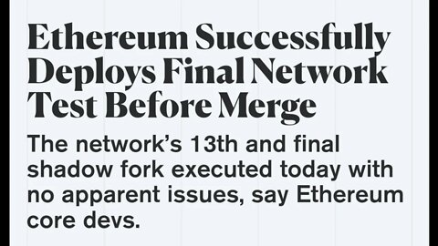 Ethereum Successfully Deploys Final Network Test Before Merge #cryptomash #ethereum #eth #viral