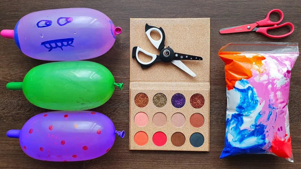 Making Slime with Funny Balloons and Makeup & Foam