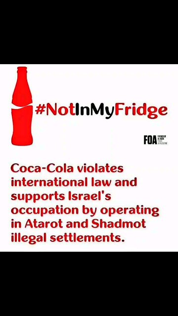 Coca-Cola has a factory in Atarot, an illegal Israeli settlement built on stolen Palestinian land.⏬⏬