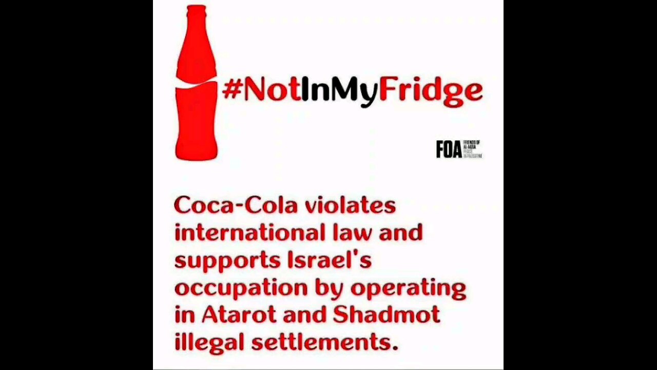 Coca-Cola has a factory in Atarot, an illegal Israeli settlement built on stolen Palestinian land.⏬⏬