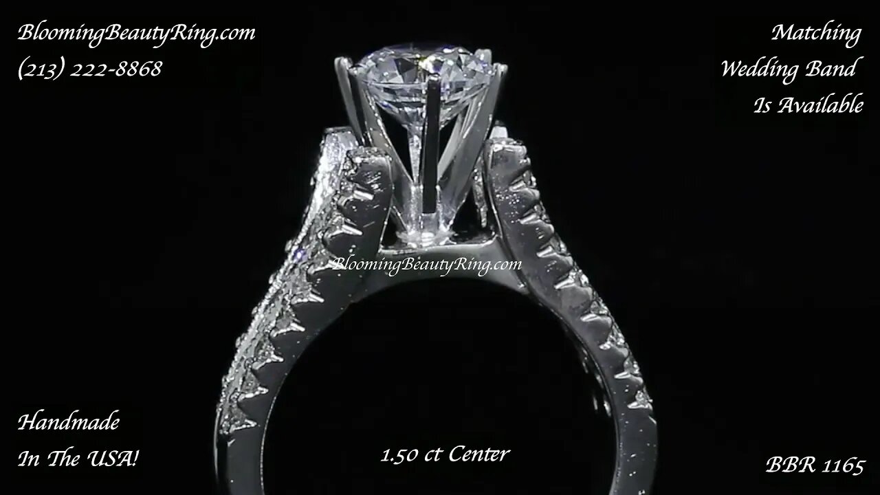 Diamonds On The Tips Modified 6 Prong Cathedral Split Band Princess Cut Ring – bbr1165