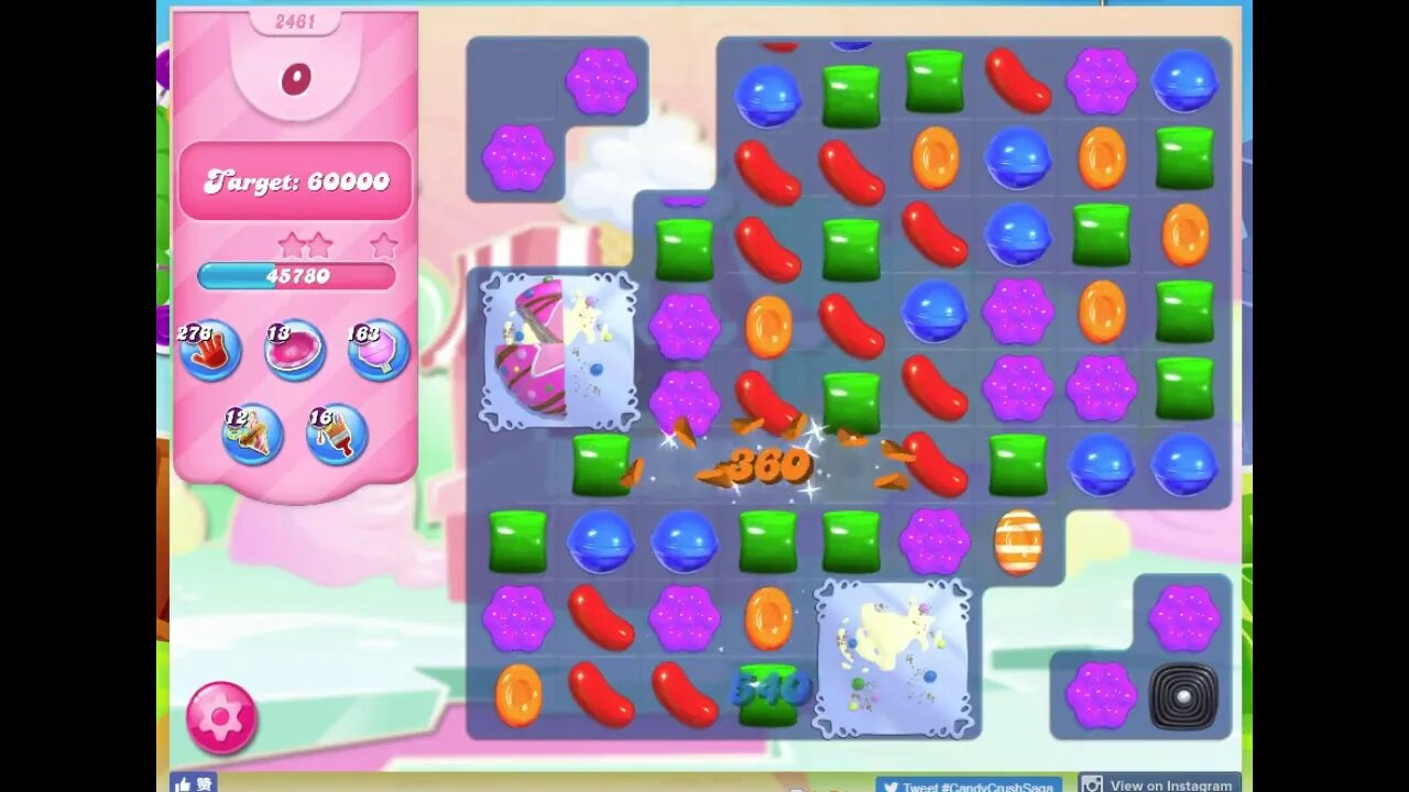 Candy Crush Level 2461 Audio Talkthrough, 1 Star 0 Boosters