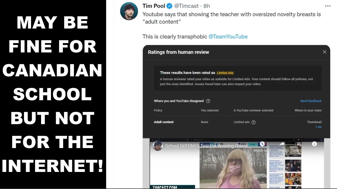 Tim Pool Demonetized For Talking About Transgender Teacher Opais