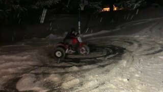 Honda ATC 185S donuts in the snow. Three wheeler death machine! #shorts