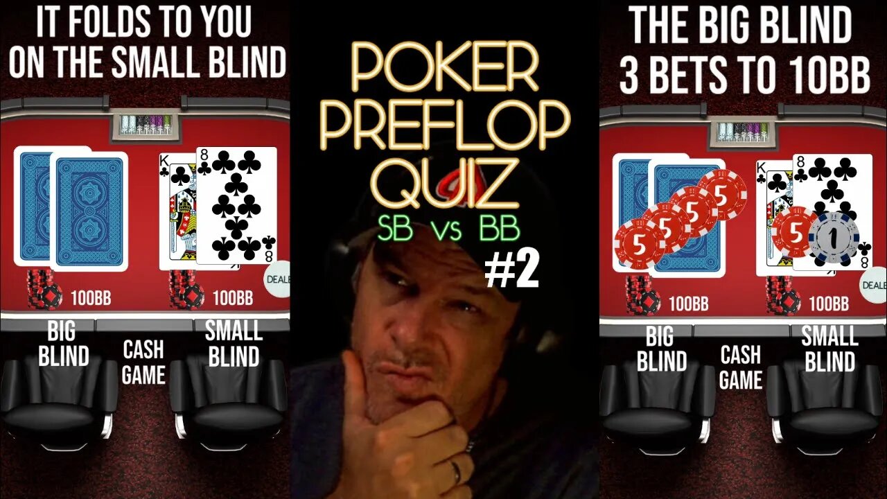 POKER PREFLOP QUIZ - SB VS. BB #2 - RAISE, CALL OR FOLD?