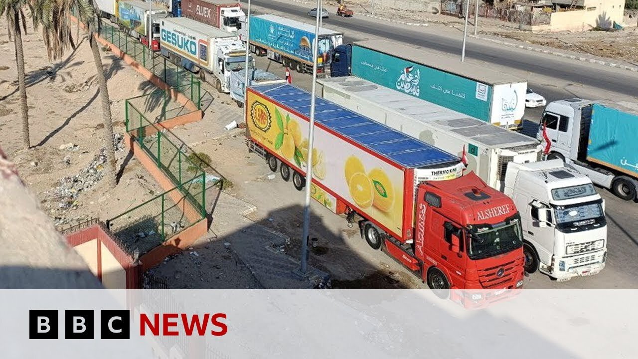 Gaza aid: Twenty trucks expected to enter through Egypt border crossing - BBC News