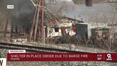 Barge catches on fire along Ohio River