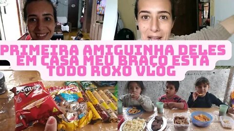 Primeira amiga deles em casa- Meus Braços estão todo roxo- vlog