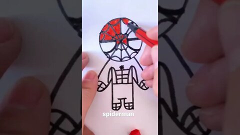 how to draw spiderman, spiderman drawing simple strokes, drawing spiderman fast，challenge，蜘蛛侠简笔画