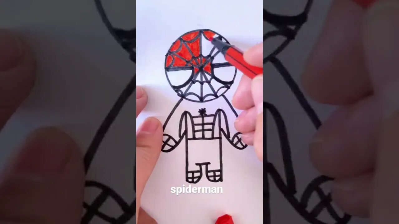 how to draw spiderman, spiderman drawing simple strokes, drawing spiderman fast，challenge，蜘蛛侠简笔画