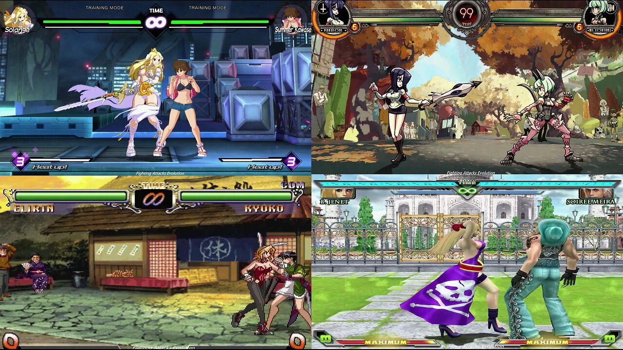 Womens walking with charm and sexy towards oponents in fighting games