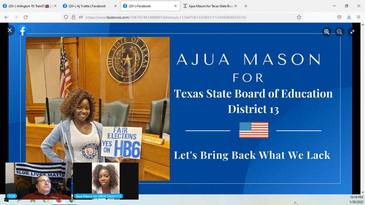 Ajua Mason for state board of Ed district 13 comes on to talk issues