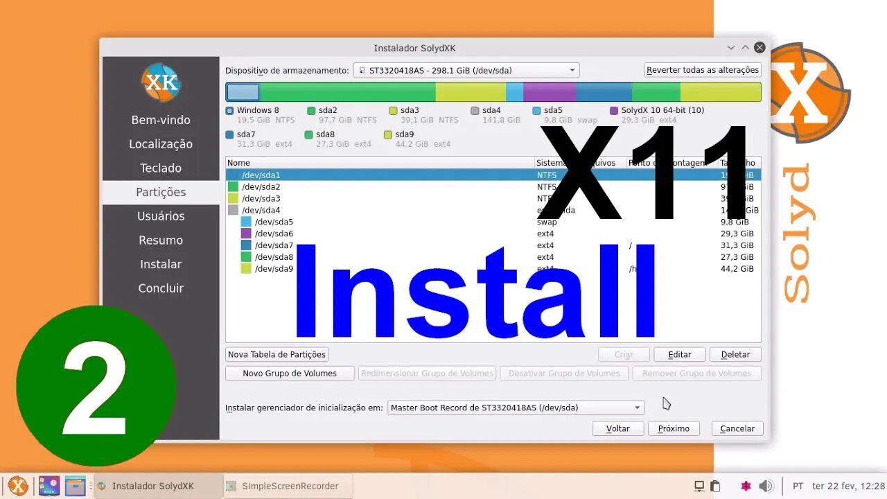 2- Instalação do SolydX 11 Linux Multiboot com Windows e Linux. Acompanhe os passos do Calamares