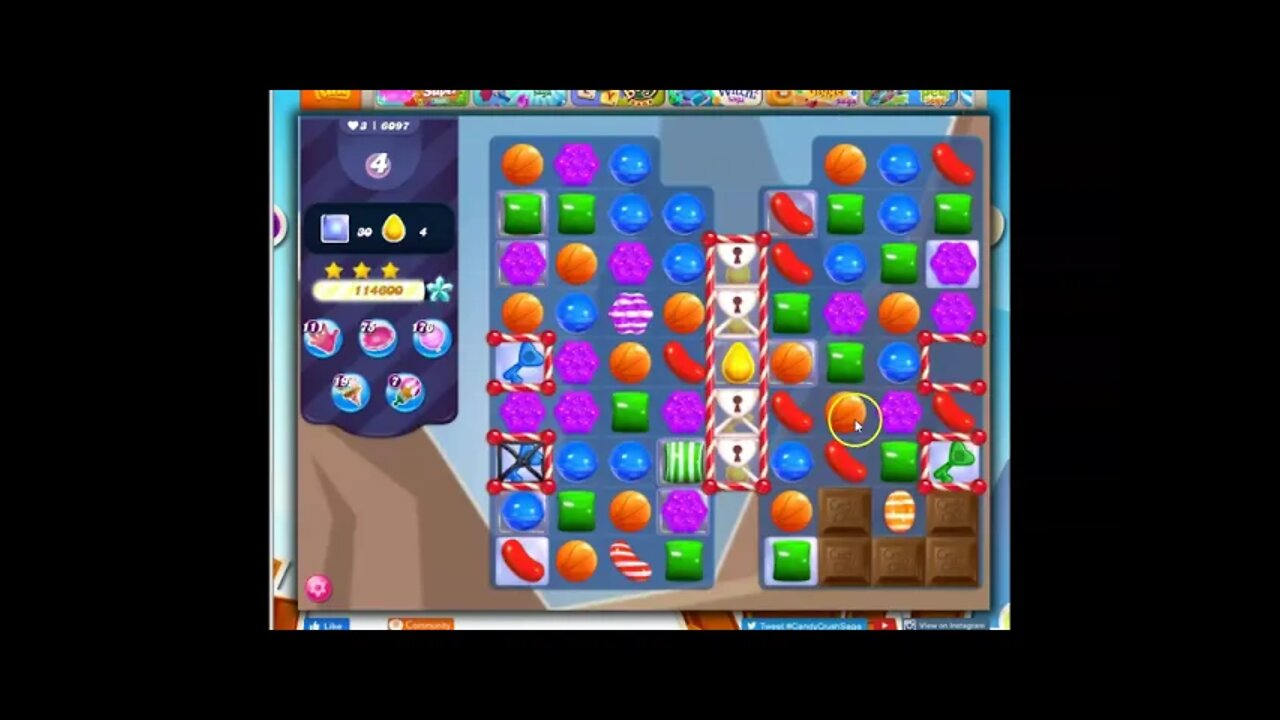Candy Crush Level 6097 Talkthrough, 28 Moves 0 Boosters