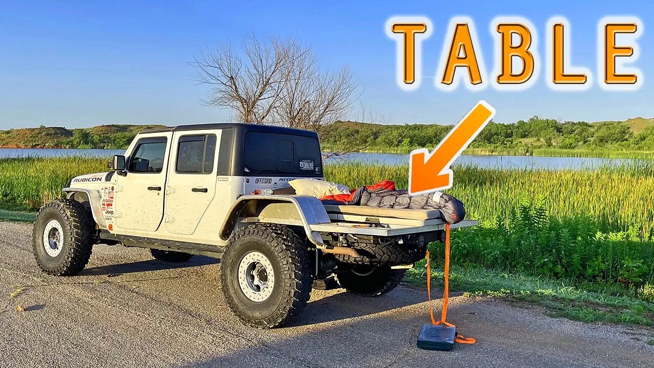 Jeep Gladiator Custom Flatbed - SLEEPING OUTSIDE under the stars! (on a table)
