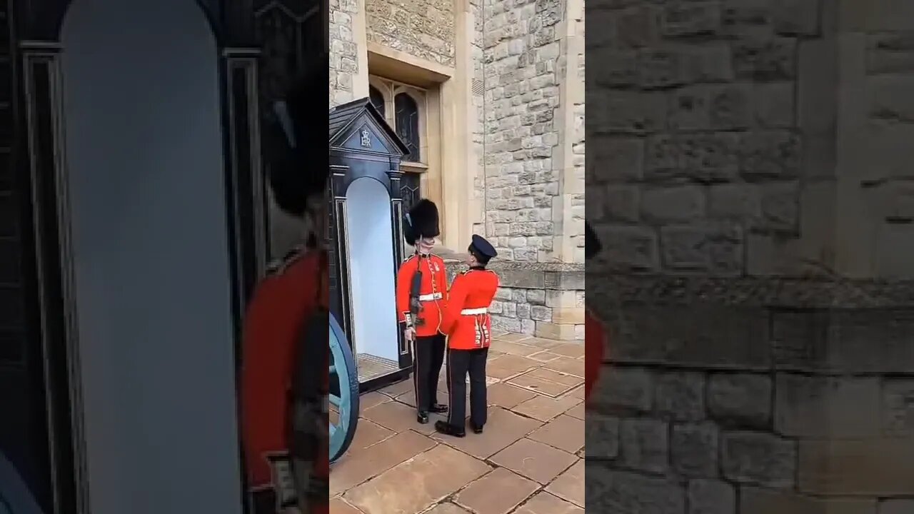 Colonal pours water in to the mouth of the Queen's Guard #toweroflondon