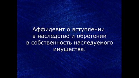 Аффидевит на имущество Вера Александровна Павленко