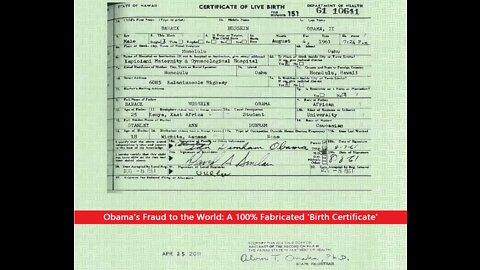 Obama's Fraud to the World: A 100% Fabricated 'Birth Certificate'