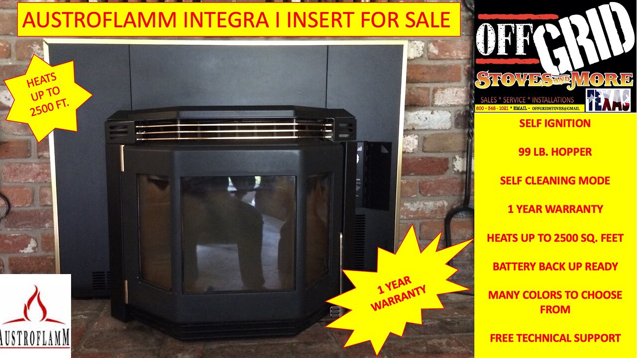 AUSTROFLAMM INTEGRA I INSERT FOR SALE - 1 YEAR WARRANTY AND LIFETIME PARTS DISCOUNT INCLUDED