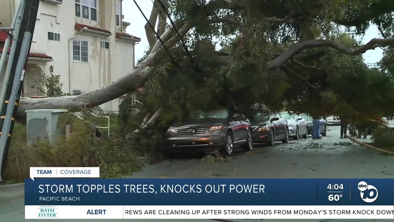 Storm topples trees, flooding, and knocks out power across San Diego County