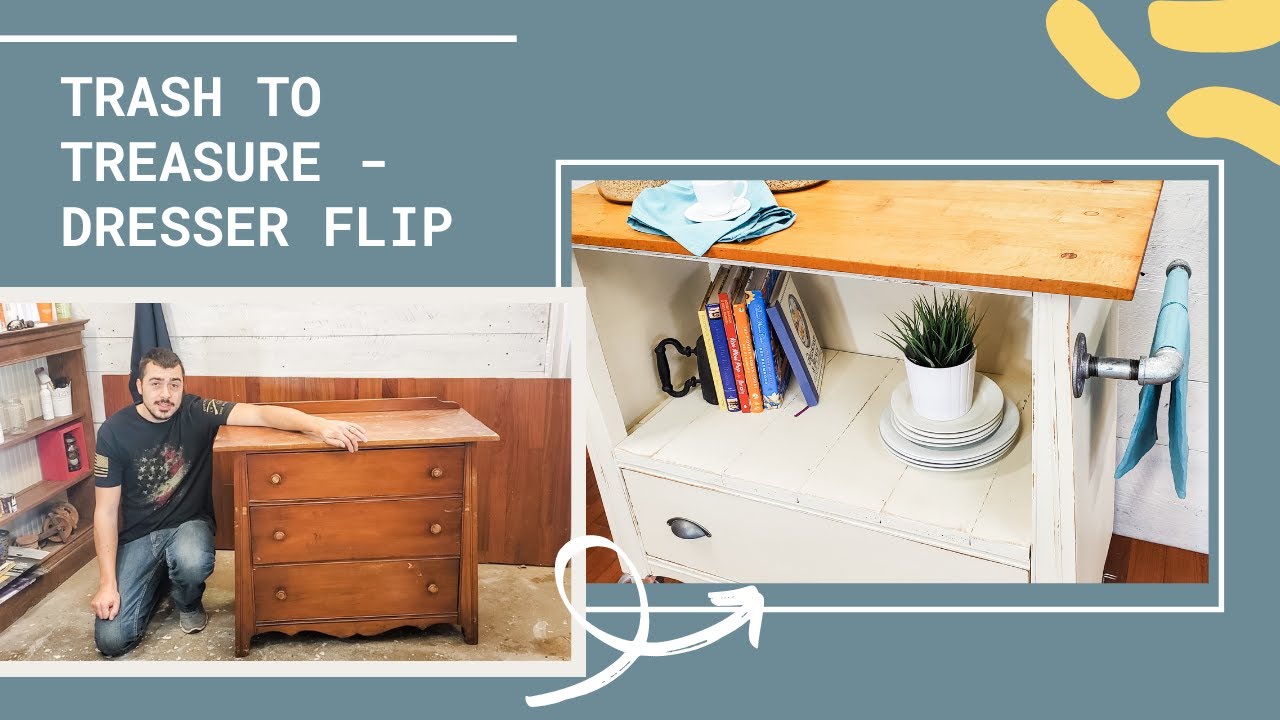 Converting Vintage Dresser into a Kitchen Island -- Repurposing Furniture