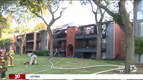 Fire reported at apartment complex where fighter jet crashed last month
