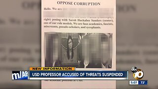 USD professor accused of threats suspended