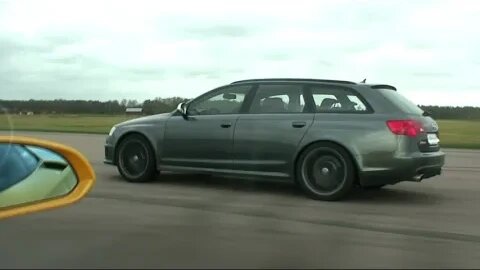 560 HP Audi RS6 Avant V10 BiTurbo vs 500 HP Lamborghini Gallardo E-Gear