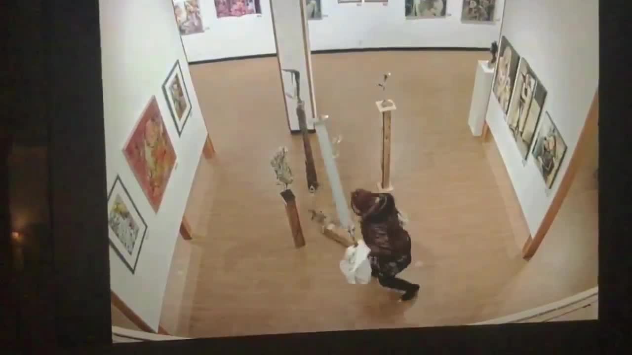 RAW: Artist seeks compensation for damage to precariously-displayed sculptures knocked over by student