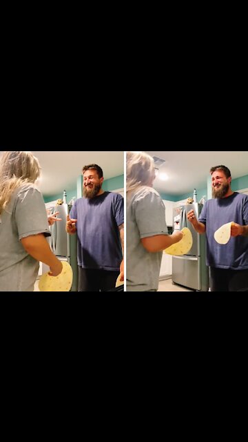 Couple play rock-paper-scissors with hilarious twist