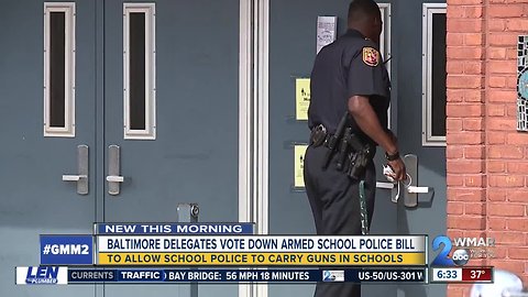 Baltimore delegates vote against arming city school officers