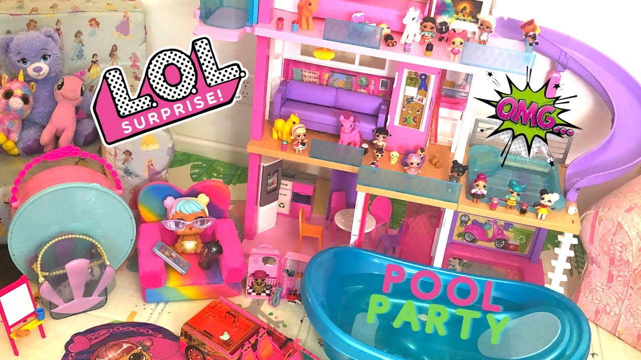 LOL SURPRISE DOLLS POOL PARTY PRETEND PLAY WITH KIDS