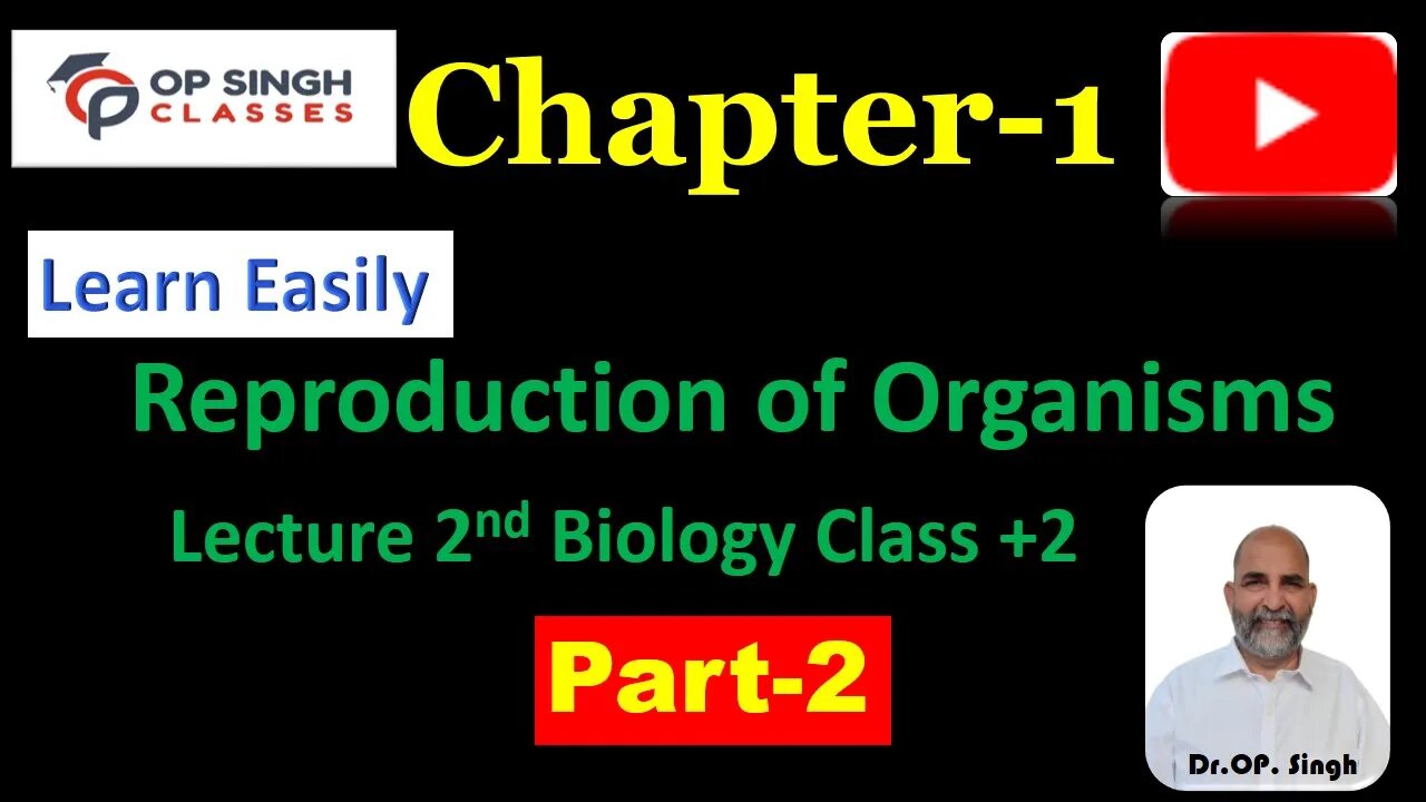 Reproduction of Organisms I Chapter 1 I Class 12th I Part 2 I Dr.OP.Singh..