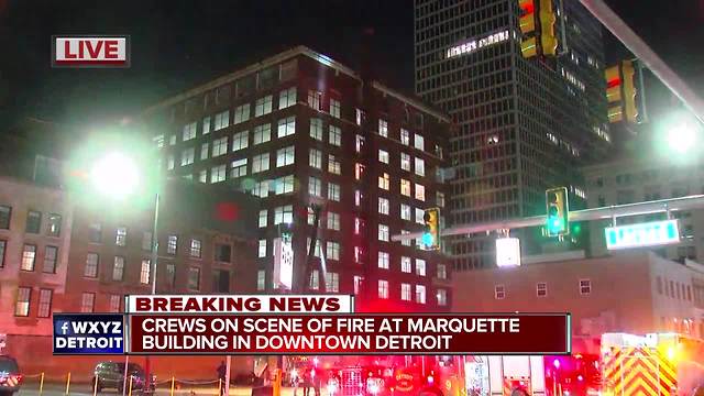 Crews battle fire at downtown Detroit building