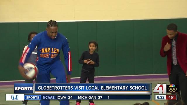 Globetrotters visit KC elementary school