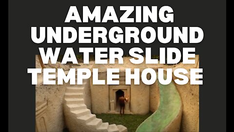 AMAZING! 105 Days Building The Most Amazing Underground Water Slide Temple House